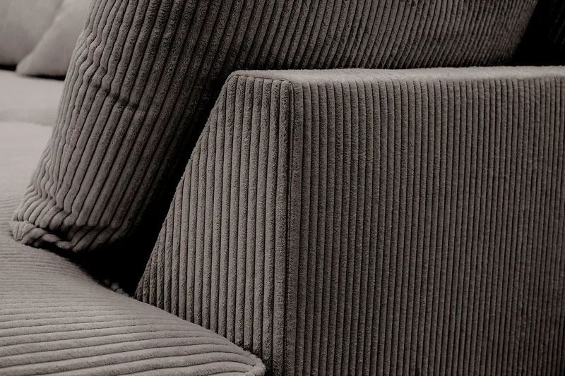 Rossita Lyx 4-personers Ekstra dyb Sofa med Chaiselong Højre - Mørkegrå Jernbanefløjl - Møbler - Sofaer - Sofa med chaiselong