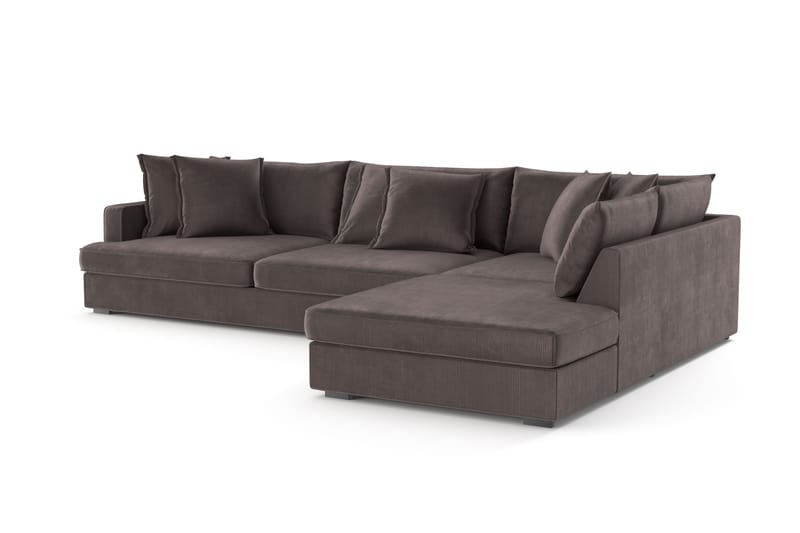 Rossita Lyx 4-personers Ekstra dyb Sofa med Chaiselong Højre - Mørkegrå Jernbanefløjl - Møbler - Sofaer - Sofa med chaiselong