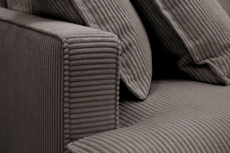 Rossita Lyx 4-personers Ekstra dyb Sofa med Chaiselong Højre - Mørkegrå Jernbanefløjl - Møbler - Sofaer - Sofa med chaiselong