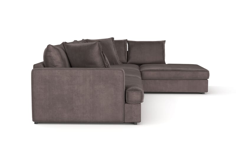Rossita Lyx 4-personers Ekstra dyb Sofa med Chaiselong Højre - Mørkegrå Jernbanefløjl - Møbler - Sofaer - Sofa med chaiselong
