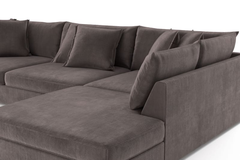 Rossita Lyx 4-personers Ekstra dyb Sofa med Chaiselong Højre - Mørkegrå Jernbanefløjl - Møbler - Sofaer - Sofa med chaiselong