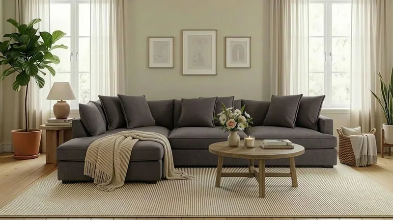 Rossita Lyx 4-personers Ekstra dyb Sofa med Chaiselong Venstre - Mørkegrå Jernbanefløjl - Møbler - Sofaer - Sofa med chaiselong