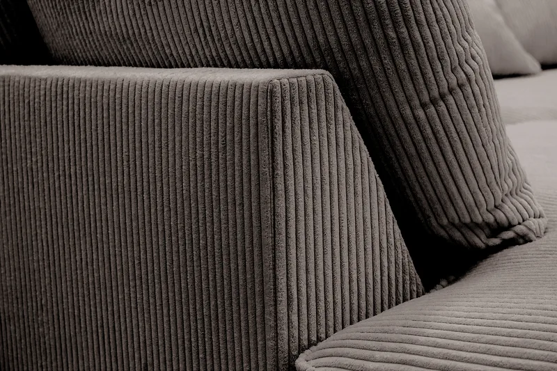 Rossita Lyx 4-personers Ekstra dyb Sofa med Chaiselong Venstre - Mørkegrå Jernbanefløjl - Møbler - Sofaer - Sofa med chaiselong