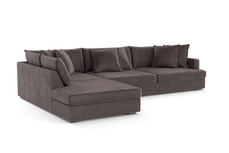 Rossita Lyx 4-personers Ekstra dyb Sofa med Chaiselong Venstre - Mørkegrå Jernbanefløjl - Møbler - Sofaer - Sofa med chaiselong