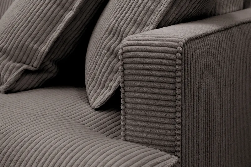 Rossita Lyx 4-personers Ekstra dyb Sofa med Chaiselong Venstre - Mørkegrå Jernbanefløjl - Møbler - Sofaer - Sofa med chaiselong