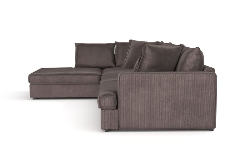 Rossita Lyx 4-personers Ekstra dyb Sofa med Chaiselong Venstre - Mørkegrå Jernbanefløjl - Møbler - Sofaer - Sofa med chaiselong