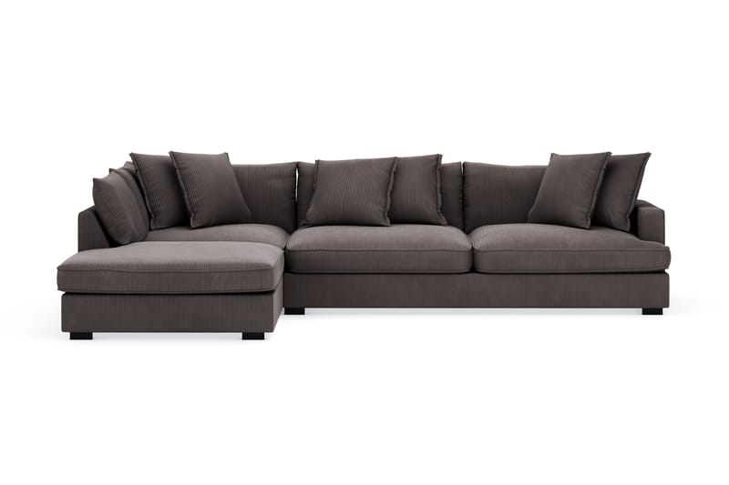 Rossita Lyx 4-personers Ekstra dyb Sofa med Chaiselong Venstre - Mørkegrå Jernbanefløjl - Møbler - Sofaer - Sofa med chaiselong