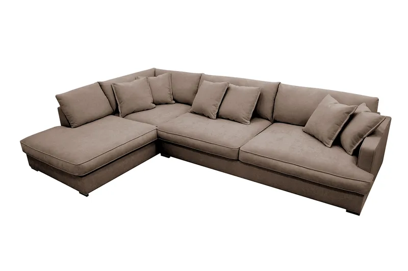 Rossita Lyx 4-personers Ekstra dyb Sofa med Chaiselong Venstre - Brun Stof - Møbler - Sofaer - Sofa med chaiselong