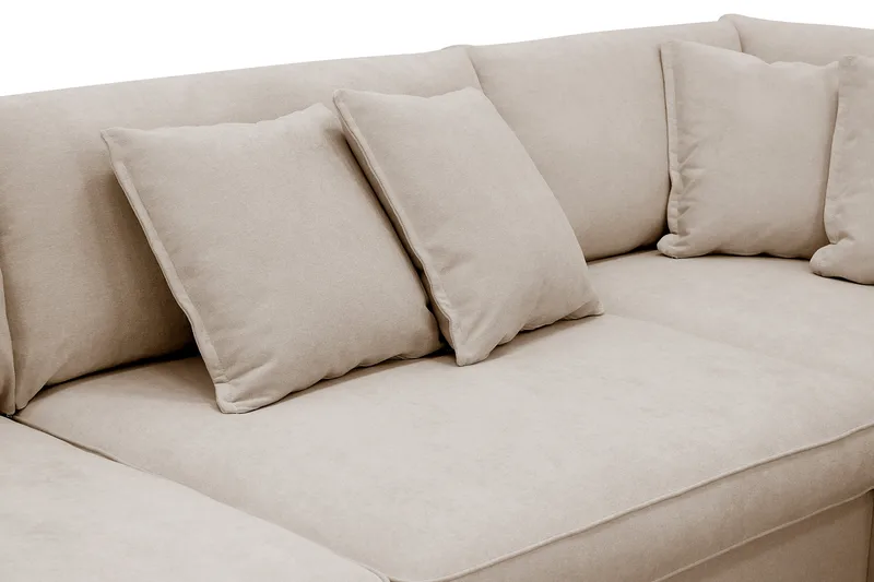 Rossita Lyx 4-personers Ekstra dyb Sofa med Chaiselong Højre - Beige Stof - Møbler - Sofaer - Sofa med chaiselong