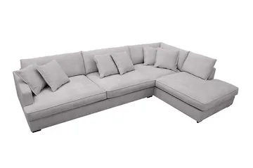 Rossita Lyx 4-personers Højrevendt L-formet Extra Dyb Chaiselongsofa i Chenille - Grå Chenille - Møbler - Sofaer - Sofa med chaiselong