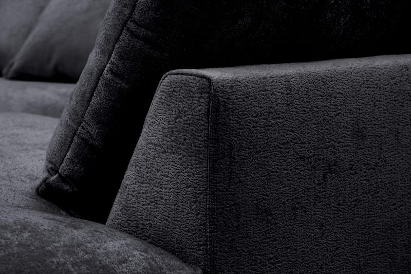 Rossita Lyx 4-personers Ekstra dyb Sofa med Chaiselong Højre - Sort Chenille - Møbler - Sofaer - Sofa med chaiselong