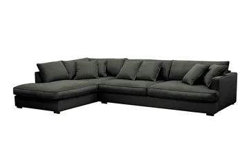 Rossita Lyx 4-personers Venstrevendt L-formet Extra Dyb Chaiselongsofa i Manchester - Mørkegrøn Jernbanefløjl - Møbler - Sofaer - Sofa med chaiselong