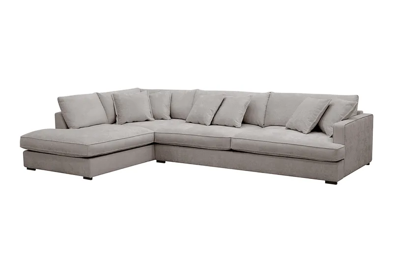 Rossita Lyx 4-personers Ekstra dyb Sofa med Chaiselong Venstre - Grå/Brun Chenille - Møbler - Sofaer - Sofa med chaiselong