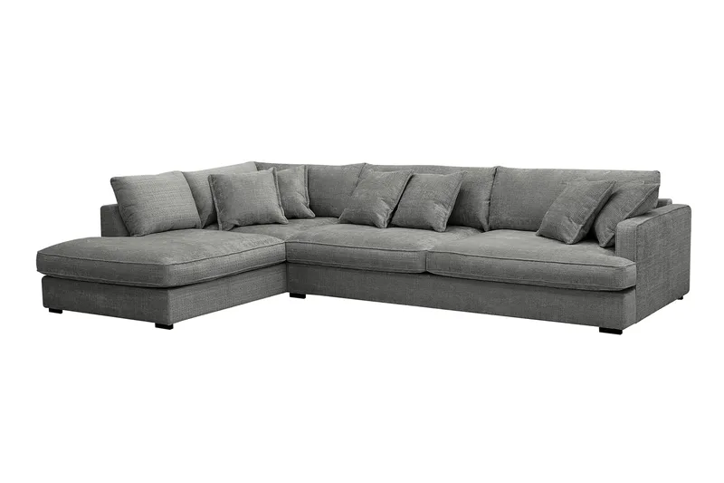 Rossita Lyx 4-personers Ekstra dyb Sofa med Chaiselong Venstre - Grå Chenille - Møbler - Sofaer - Sofa med chaiselong