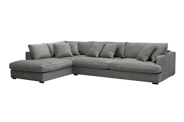 Rossita Lyx 4-personers Venstrevendt L-formet Extra Dyb Chaiselongsofa i Chenille - Grå Chenille - Møbler - Sofaer - Sofa med chaiselong