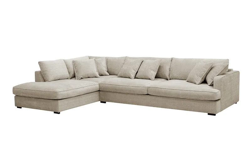 Rossita Lyx 4-personers Ekstra dyb Sofa med Chaiselong Venstre - Beige Chenille - Møbler - Sofaer - Sofa med chaiselong