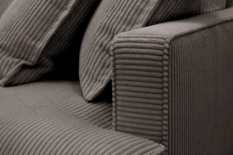 Rossita Lyx 4-personers Ekstra dyb Sofa med Chaiselong Venstre - Mørkegrå Jernbanefløjl - Møbler - Sofaer - Sofa med chaiselong