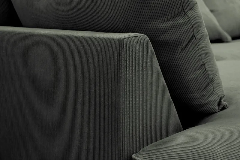 Rossita Lyx 4-personers Ekstra dyb Sofa med Chaiselong Venstre - Mørkegrøn Jernbanefløjl - Møbler - Sofaer - Sofa med chaiselong