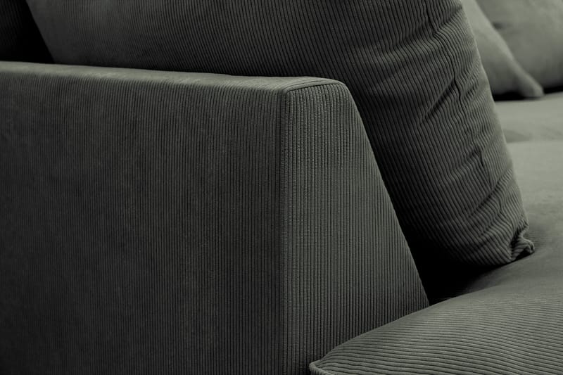 Rossita Lyx 4-personers Ekstra dyb Sofa med Chaiselong Venstre - Mørkegrøn Jernbanefløjl - Møbler - Sofaer - Sofa med chaiselong