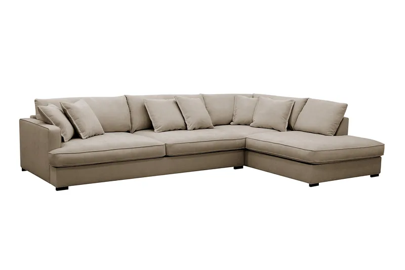 Rossita Lyx 4-personers Ekstra dyb Sofa med Chaiselong Højre - Brun Stof - Møbler - Sofaer - Sofa med chaiselong