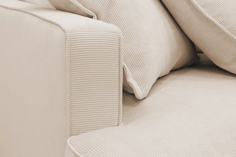 Rossita Lyx 4-personers Ekstra dyb Sofa med Chaiselong Højre - Beige Jernbanefløjl - Møbler - Sofaer - Sofa med chaiselong