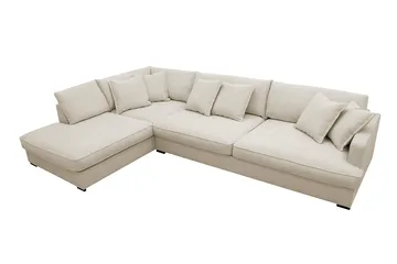 Rossita Lyx 4-personers Venstrevendt L-formet Extra Dyb Chaiselongsofa i Stof - Beige Stof - Møbler - Sofaer - Sofa med chaiselong
