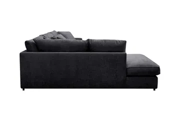 Rossita Lyx 4-personers Venstrevendt L-formet Extra Dyb Chaiselongsofa i Chenille - Sort Chenille - Møbler - Sofaer - Sofa med chaiselong