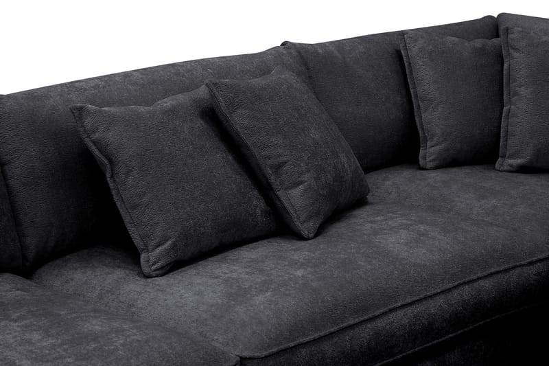 Rossita Lyx 4-personers Ekstra dyb Sofa med Chaiselong Højre - Sort Chenille - Møbler - Sofaer - Sofa med chaiselong
