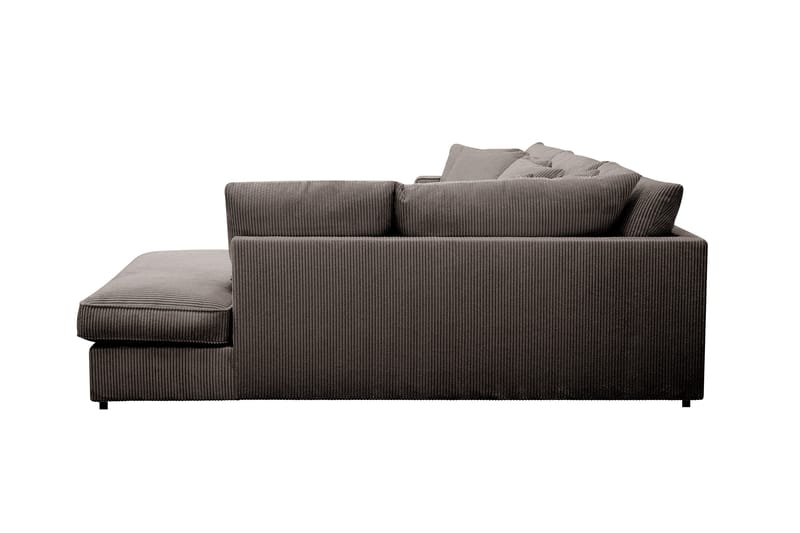 Rossita Lyx 4-personers Ekstra dyb Sofa med Chaiselong Højre - Mørkegrå Jernbanefløjl - Møbler - Sofaer - Sofa med chaiselong