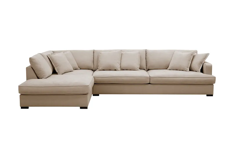 Rossita Lyx 4-personers Ekstra dyb Sofa med Chaiselong Venstre - Beige Stof - Møbler - Sofaer - Sofa med chaiselong