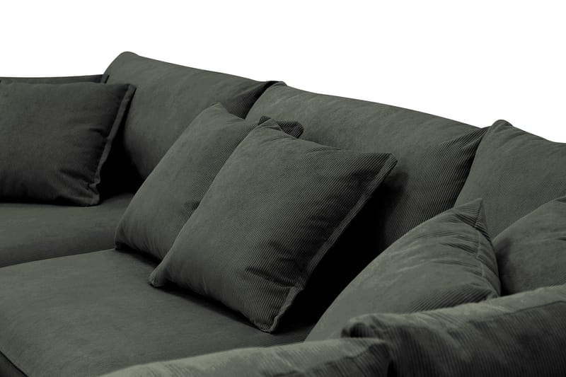 Rossita Lyx 4-personers Ekstra dyb Sofa med Chaiselong Højre - Mørkegrøn Jernbanefløjl - Møbler - Sofaer - Sofa med chaiselong