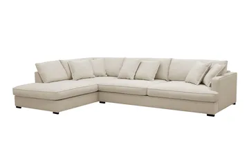 Rossita Lyx 4-personers Venstrevendt L-formet Extra Dyb Chaiselongsofa i Stof - Beige Stof - Møbler - Sofaer - Sofa med chaiselong