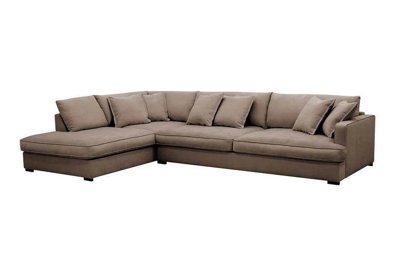 Rossita Lyx 4-personers Ekstra dyb Sofa med Chaiselong Venstre - Brun Stof - Møbler - Sofaer - Sofa med chaiselong