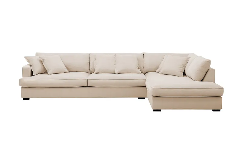 Rossita Lyx 4-personers Ekstra dyb Sofa med Chaiselong Højre - Beige Jernbanefløjl - Møbler - Sofaer - Sofa med chaiselong