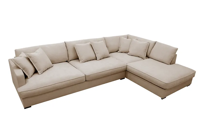 Rossita Lyx 4-personers Ekstra dyb Sofa med Chaiselong Højre - Beige Stof - Møbler - Sofaer - Sofa med chaiselong