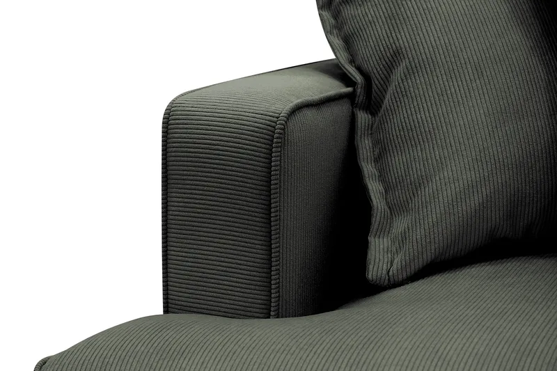 Rossita Lyx 4-personers Ekstra dyb Sofa med Chaiselong Højre - Mørkegrøn Jernbanefløjl - Møbler - Sofaer - Sofa med chaiselong