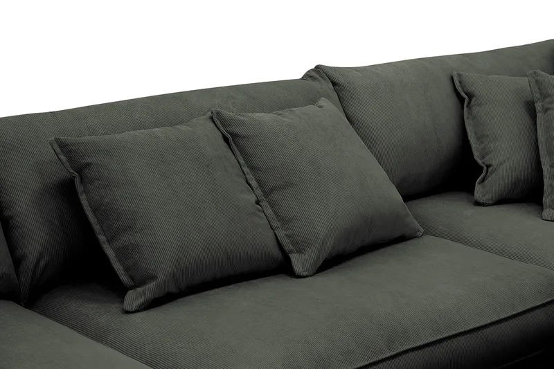 Rossita Lyx 4-personers Ekstra dyb Sofa med Chaiselong Højre - Mørkegrøn Jernbanefløjl - Møbler - Sofaer - Sofa med chaiselong