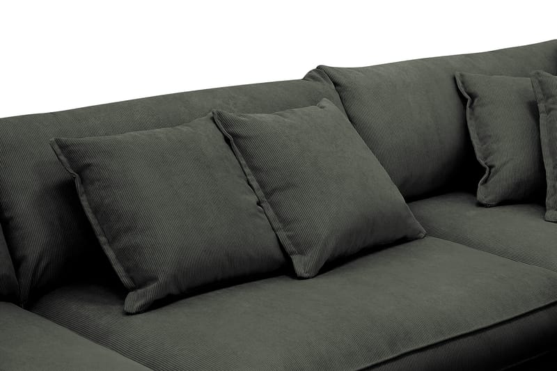 Rossita Lyx 4-personers Ekstra dyb Sofa med Chaiselong Højre - Mørkegrøn Jernbanefløjl - Møbler - Sofaer - Sofa med chaiselong