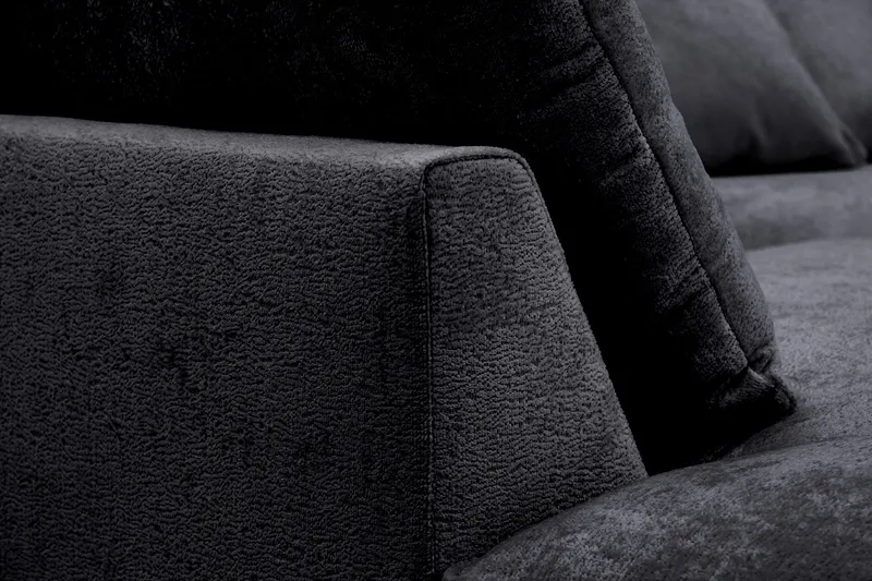 Rossita Lyx 4-personers Ekstra dyb Sofa med Chaiselong Venstre - Sort Chenille - Møbler - Sofaer - Sofa med chaiselong