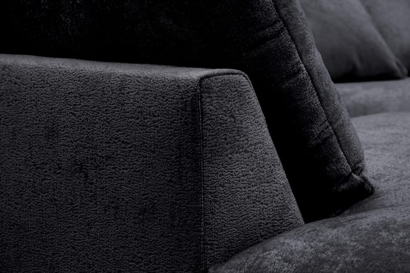 Rossita Lyx 4-personers Ekstra dyb Sofa med Chaiselong Venstre - Sort Chenille - Møbler - Sofaer - Sofa med chaiselong
