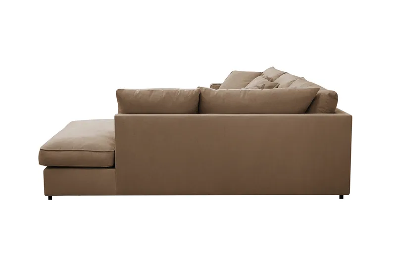 Rossita Lyx 4-personers Ekstra dyb Sofa med Chaiselong Højre - Brun Jernbanefløjl - Møbler - Sofaer - Sofa med chaiselong
