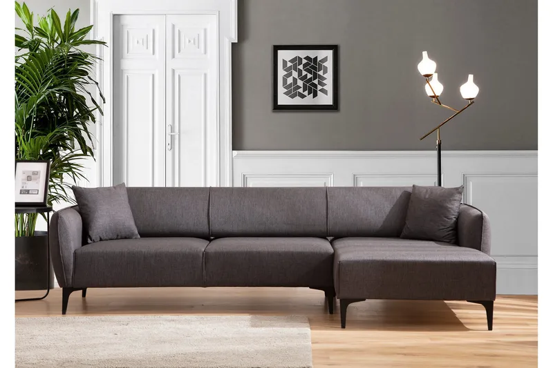 Rossland Chaiselongsofa 3-personers - Mørkegrå - Møbler - Sofaer - Sofa med chaiselong - 3 personers sofa med chaiselong