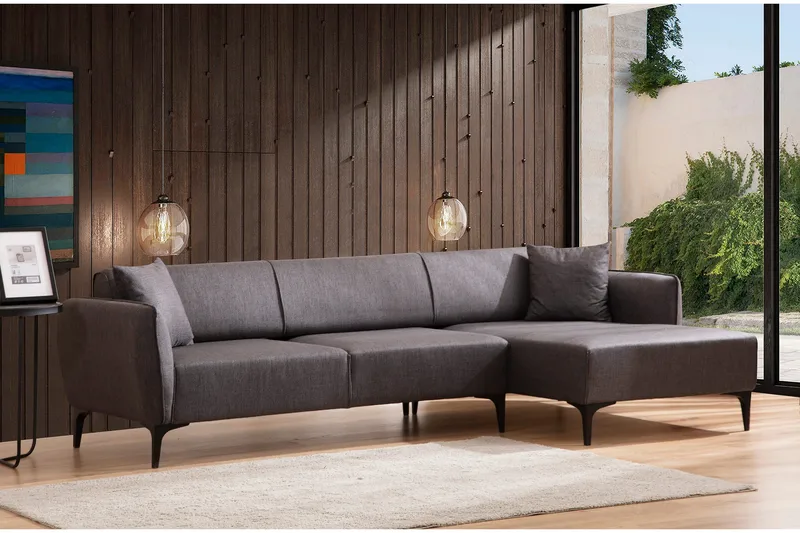 Rossland Chaiselongsofa 3-personers, Mørkegrå