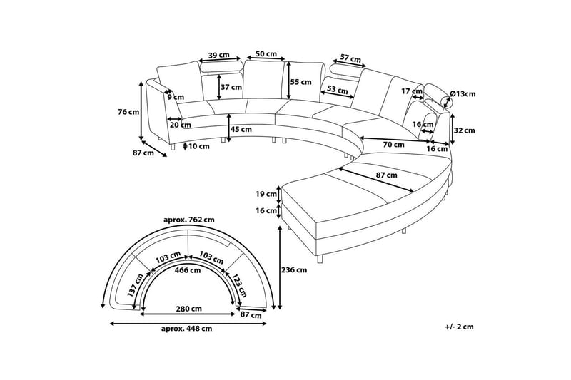 Rotunda sovesofa 448 cm - Brun - Møbler - Sofaer - Lædersofaer