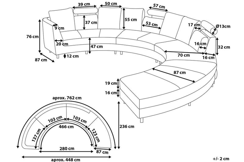 Rotunda sovesofa 448 cm - Brun - Sofa med chaiselong