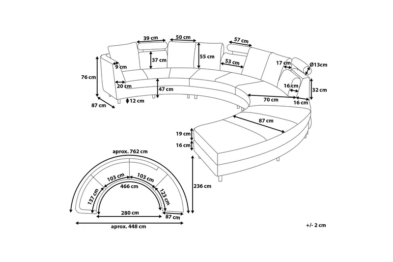 Rotunda sovesofa 448 cm - Grå - Møbler - Sofaer