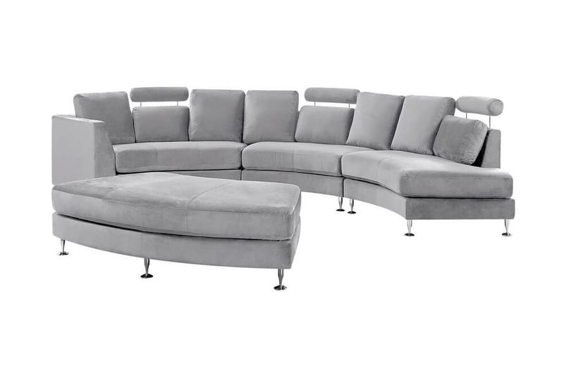 Rotunde 7-Pers. Chaiselongsofa - Velour/Lysegrå - Møbler - Sofaer - Sofa med chaiselong