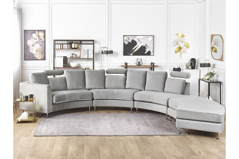 Rotunde 7-Pers. Chaiselongsofa - Velour/Lysegrå - Møbler - Sofaer - Sofa med chaiselong