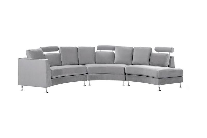 Rotunde 7-Pers. Chaiselongsofa - Velour/Lysegrå - Sofa med chaiselong