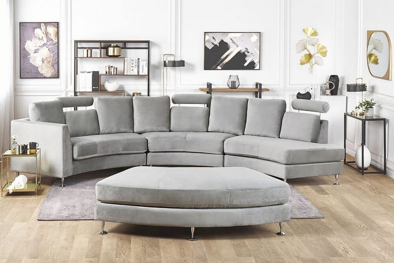 Rotunde 7-Pers. Chaiselongsofa - Velour/Lysegrå - Møbler - Sofaer - Sofa med chaiselong